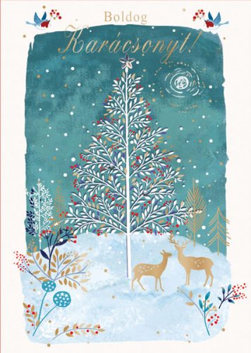 Boldog Karácsonyt! képeslap (kék)