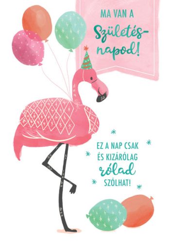 Születésnap - Flamingós képeslap