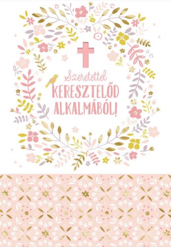 Keresztelő - rózsaszín képeslap