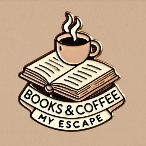 "Books & coffee my escape" kitűző